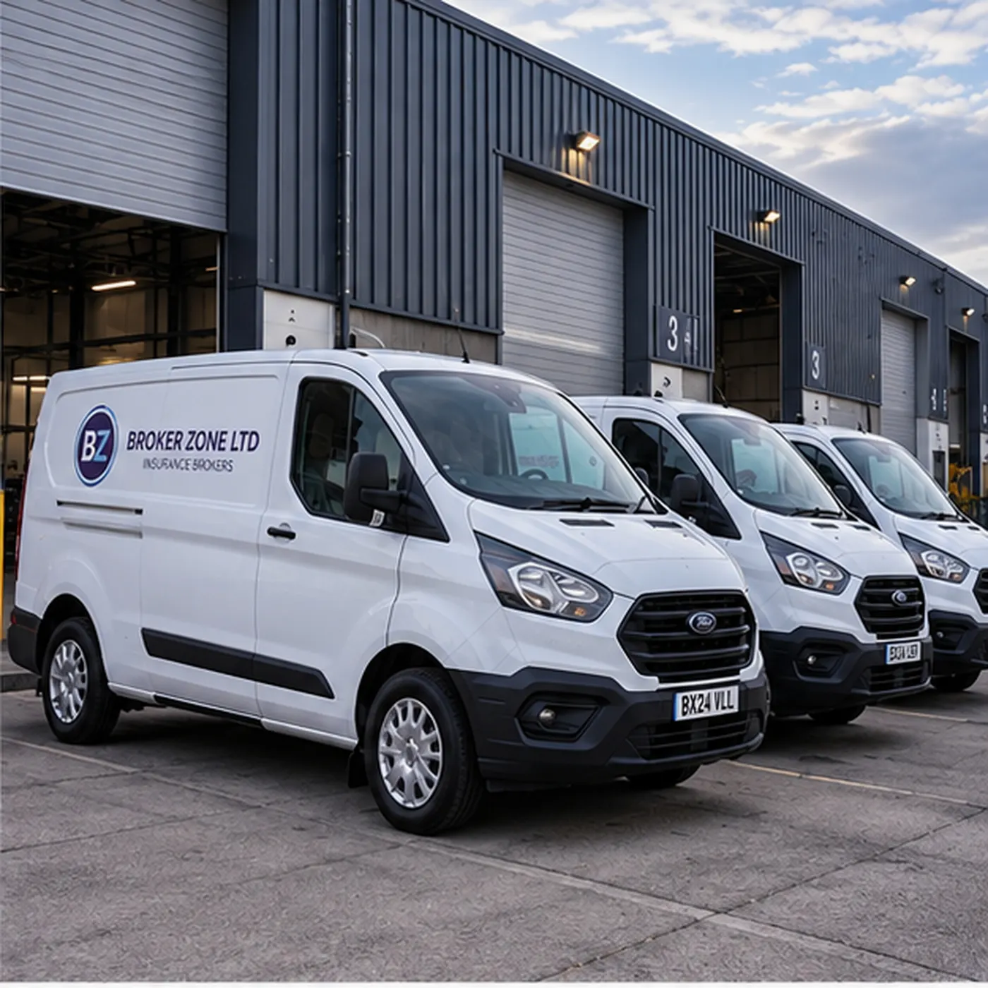 Broker Zone branded commercial van fleet